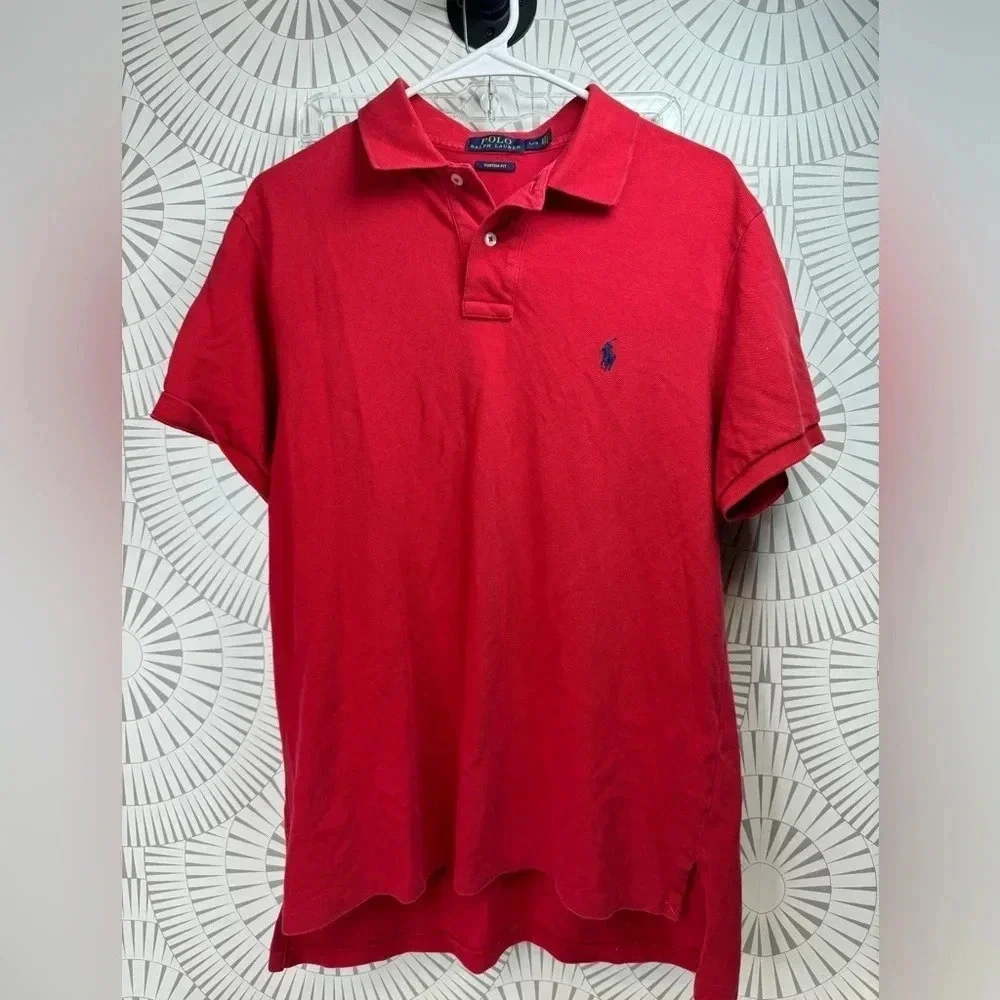 POLO Ralph Lauren MENS Short Sleeve Red Polo Shirt Size Large